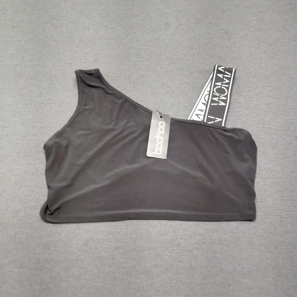 Boohoo Woman Black Sports Bra Bralette Size 10 Athletic Gym Crop Top Branded